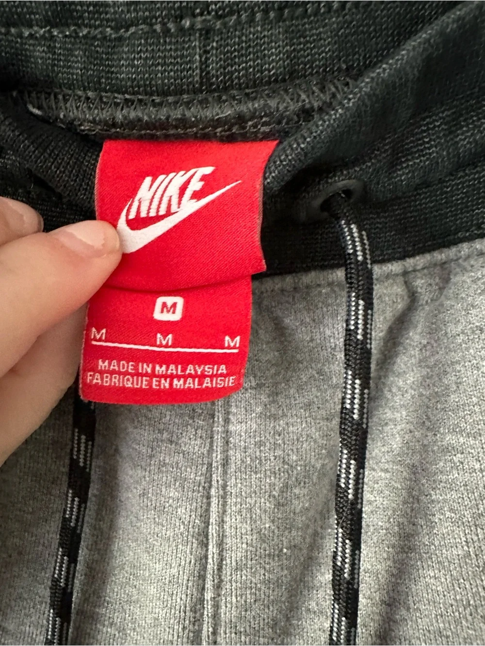 Nike Men’s Grey & Black Jogger Pants with Neon Coral Logo Medium